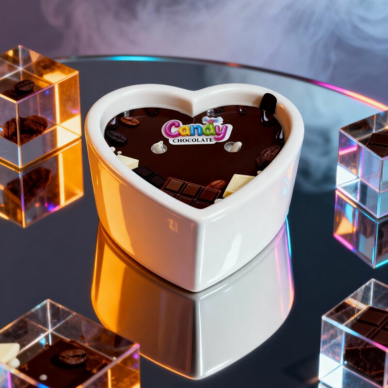 Масажна свічка з ароматом шоколаду, 70 мл, Candy Chocolate у формі серця - Зображення 4