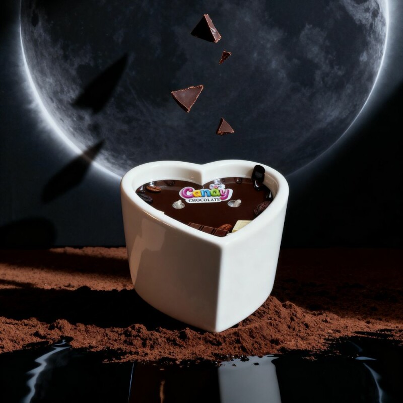 Масажна свічка з ароматом шоколаду, 70 мл, Candy Chocolate у формі серця - Зображення 5