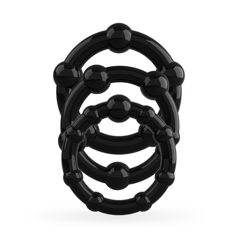 Набір ерекційних кілець Crushious Triple Bead чорний, 3 шт