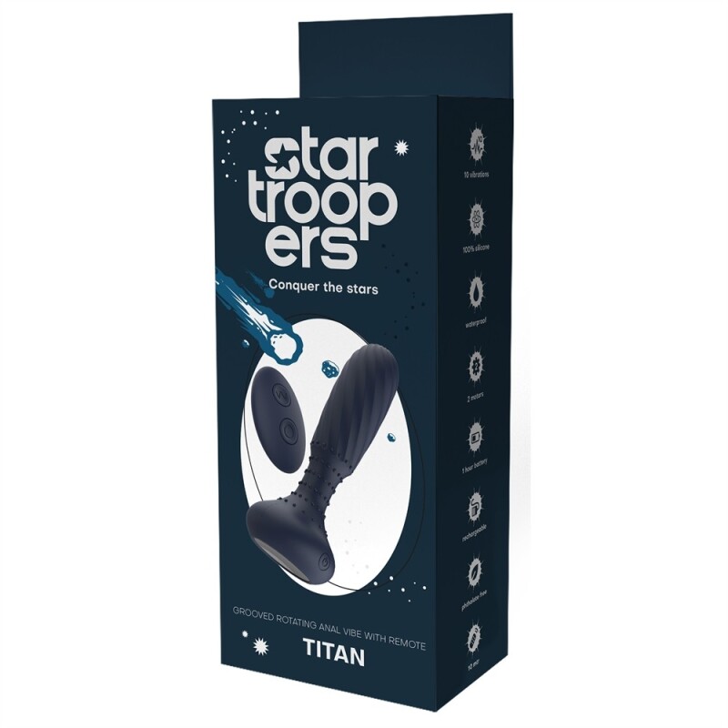 Анальний вібратор з пультом Dream Toys Titan з ротацією, синій, 14.2 х 3.4 см - Изображение 1