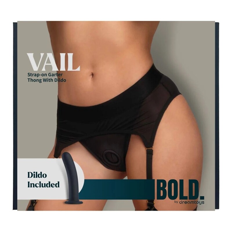Страпон Dream Toys Vail із трусиками-підв'язками, чорний, S - Изображение 1