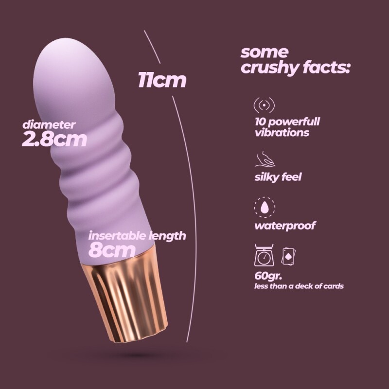 Мінівібратор Crushious Mellow Bubbles 10 режимів вібрації, лавандовий, 11 х 2.8 см - Зображення 3