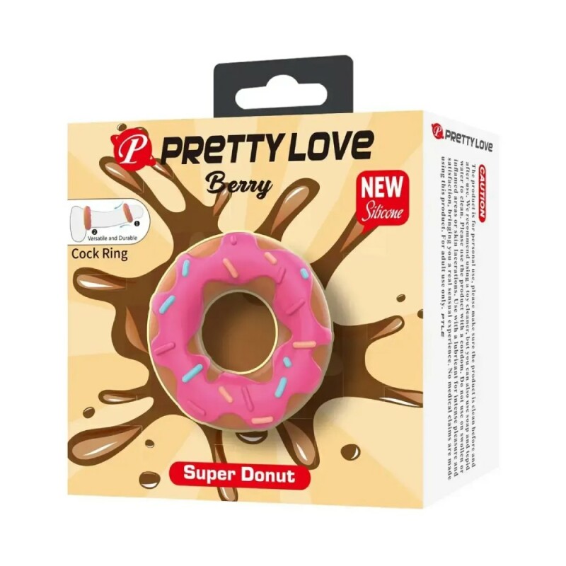 Ерекційне кільце Pretty Love Berry у формі пончика з кремом, рожеве, 4.6 х 2 см - Зображення 6