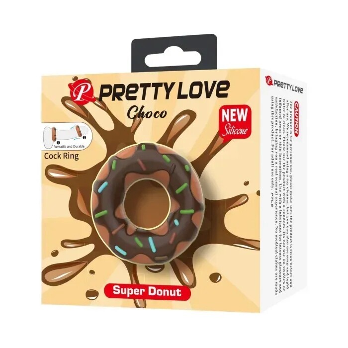 Ерекційне кільце Pretty Love Choco у формі пончика з кремом, коричневе, 4.6 х 2 см - Изображение 6