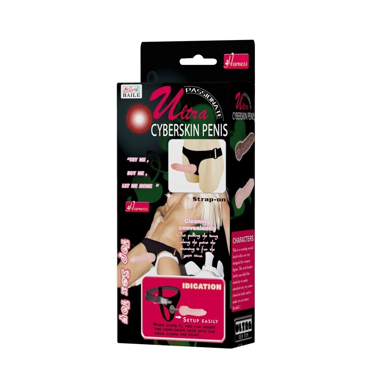 Страпон на трусиках BAILE Ultra Cyberskin Penis рельєфний, бежевий, 16 х 3,3 см - Изображение 7