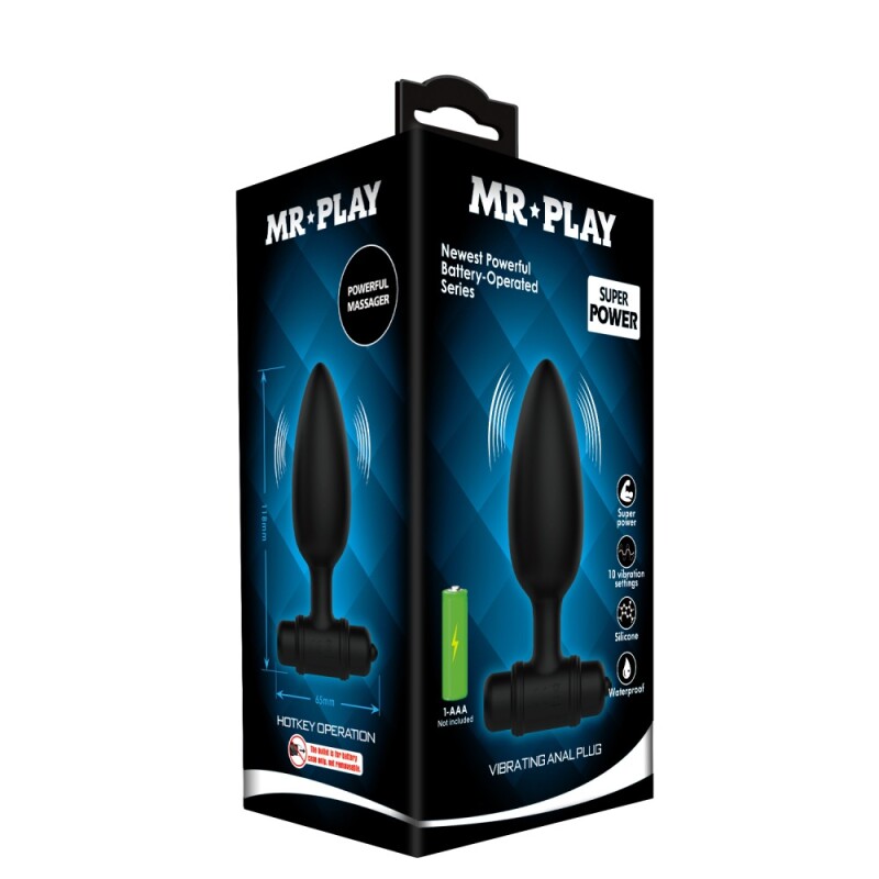 Анальний вібратор Mr. Play силіконовий, чорний, 11.8 х 3.8 см - Изображение 9