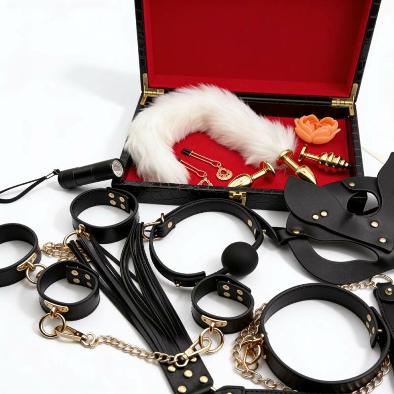 Набiр БДСМ WOW Fetish в чемодані, черно-золотий, 10 предметiв - Зображення 3